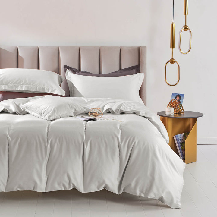 100% Long-Staple Cotton 3 PCS Duvet Cover Set - Silver