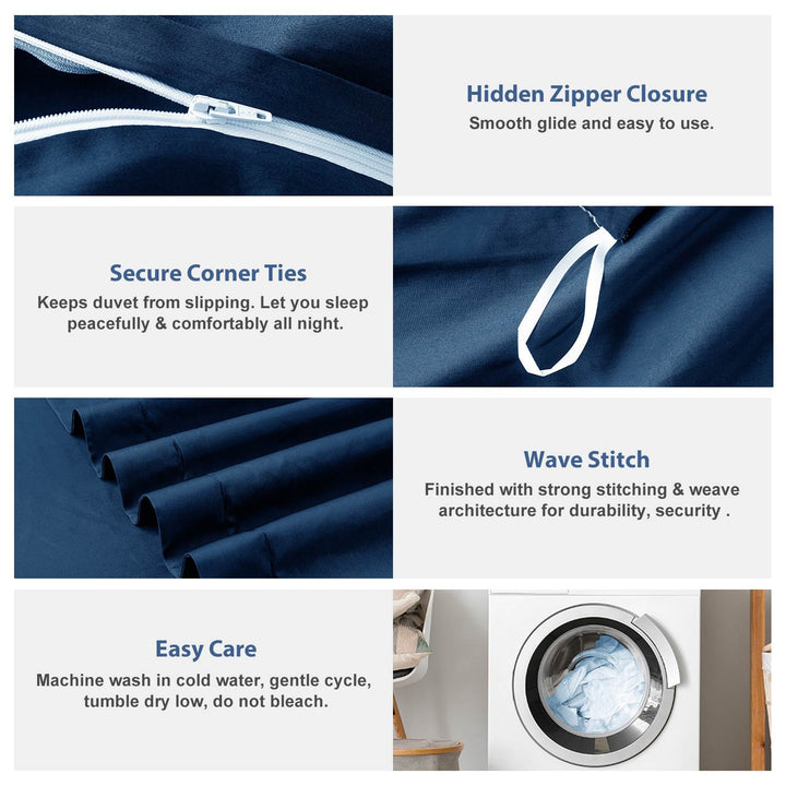 100% Long-Staple Cotton 3 PCS Duvet Cover Set - Moon Blue