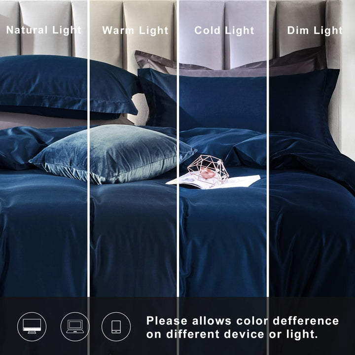 100% Long-Staple Cotton 3 PCS Duvet Cover Set - Moon Blue