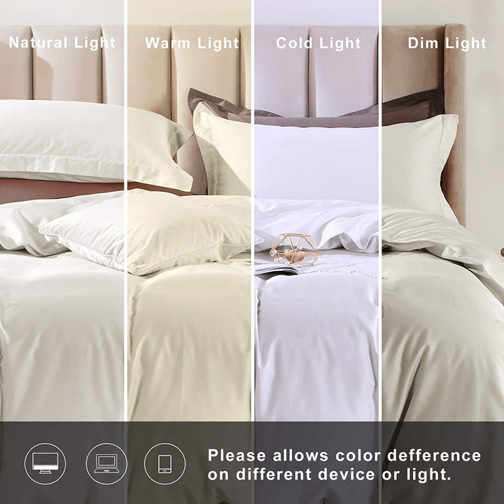 100% Long-Staple Cotton 3 PCS Duvet Cover Set - Pearl White