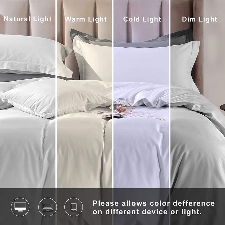 100% Long-Staple Cotton 3 PCS Duvet Cover Set - Silver