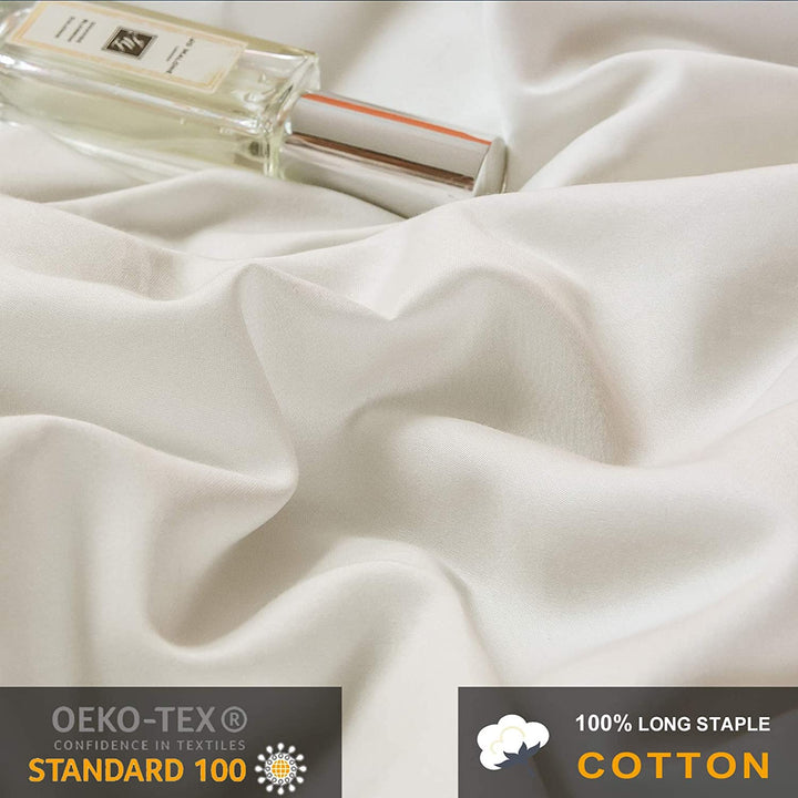 100% Long-Staple Cotton 3 PCS Duvet Cover Set - Pearl White