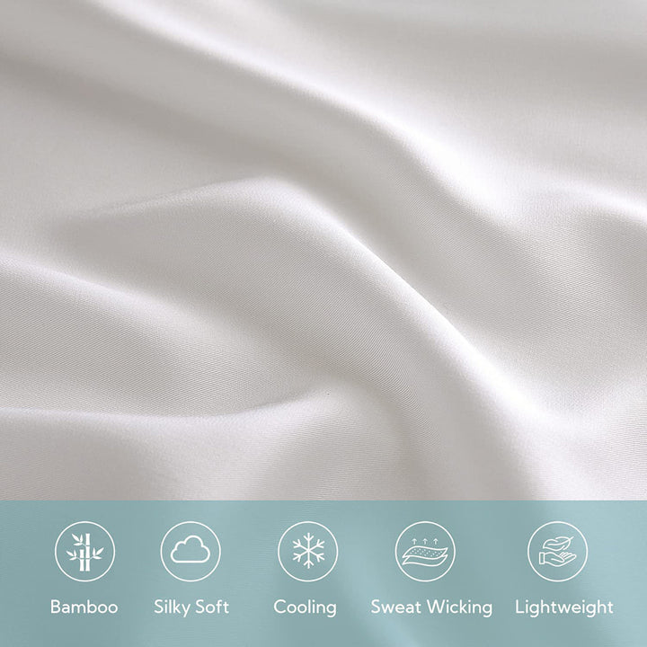 100% Bamboo Sheets 4 PCS Set - White & Navy Blue