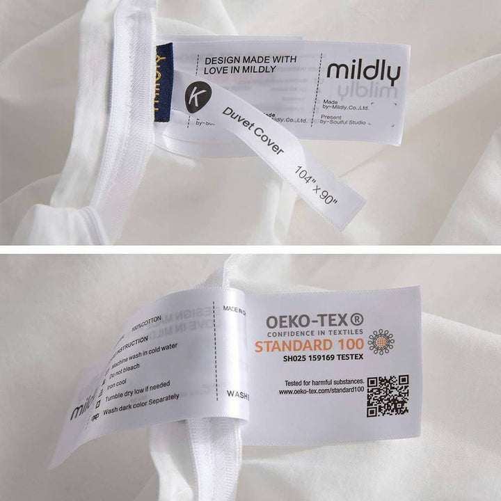 100% Washed Cotton 3 PCS Duvet Cover Set - White