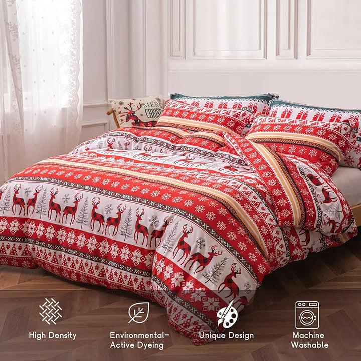 Christmas Bedding Set 3 PCS - Snowflake Reindeer