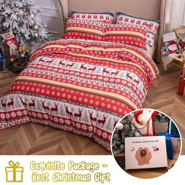 Christmas Bedding Set 3 PCS - Snowflake Reindeer