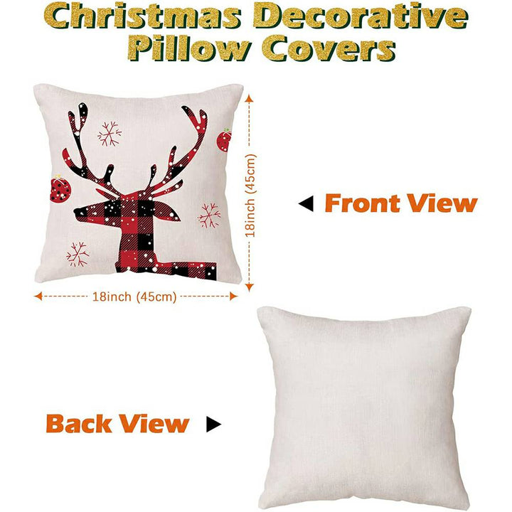 Christmas Pillow Covers Set of 4 for Sofa Couch - Black & Red