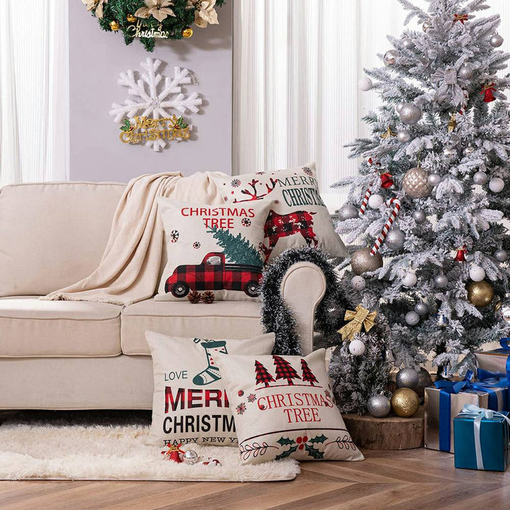 Christmas Pillow Covers Set of 4 for Sofa Couch - Buffalo Plaid