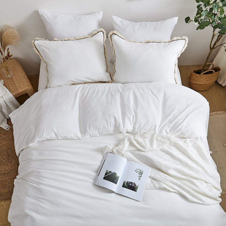 High-density Microfiber 3 PCS Duvet Cover Set - White Bohemian