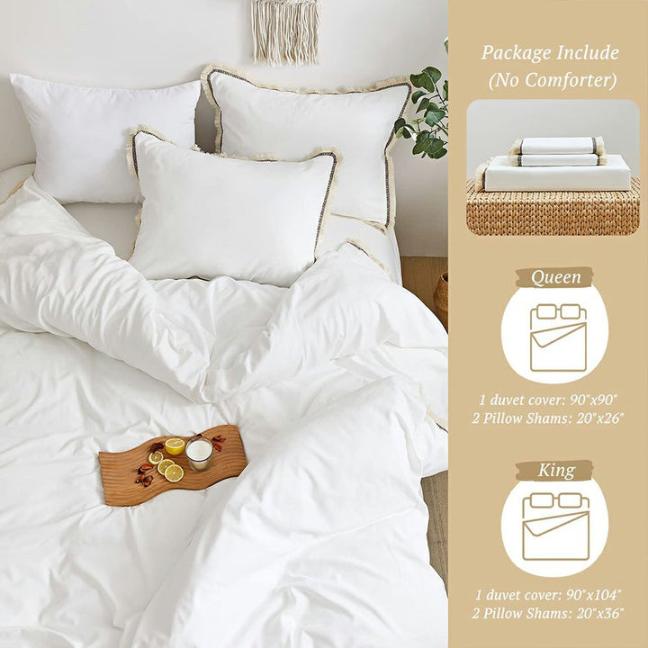 High-density Microfiber 3 PCS Duvet Cover Set - White Bohemian
