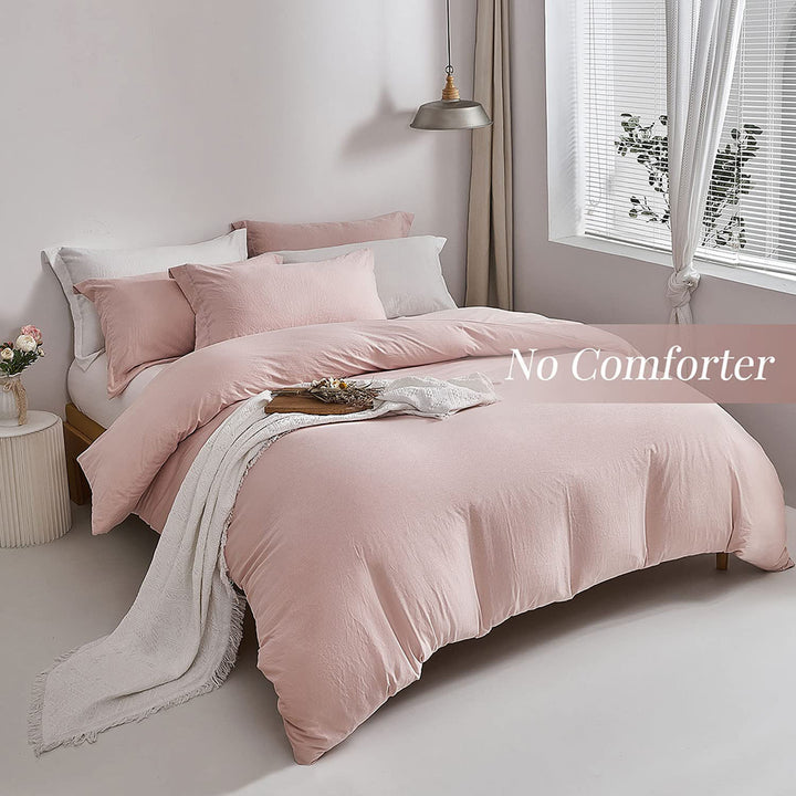 Washed Microfiber 3 PCS Duvet Cover Set - Pink Mocha