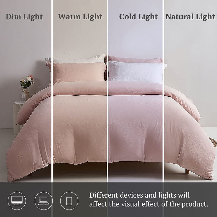 Washed Microfiber 3 PCS Duvet Cover Set - Pink Mocha