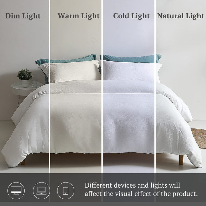 Washed Microfiber 3 PCS Duvet Cover Set - White