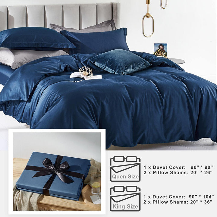 100% Long-Staple Cotton 3 PCS Duvet Cover Set - Moon Blue