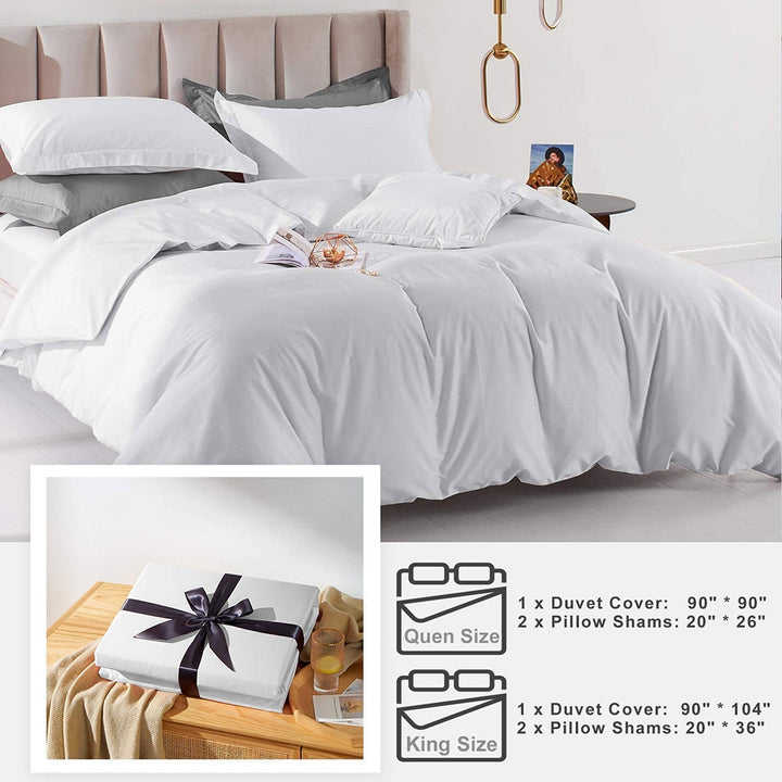 100% Long-Staple Cotton 3 PCS Duvet Cover Set - Silver