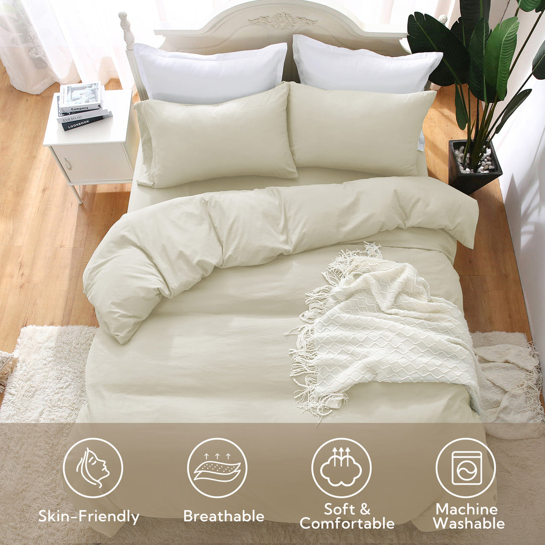 MILDLY 3 Piece Duvet Cover Set - Beige