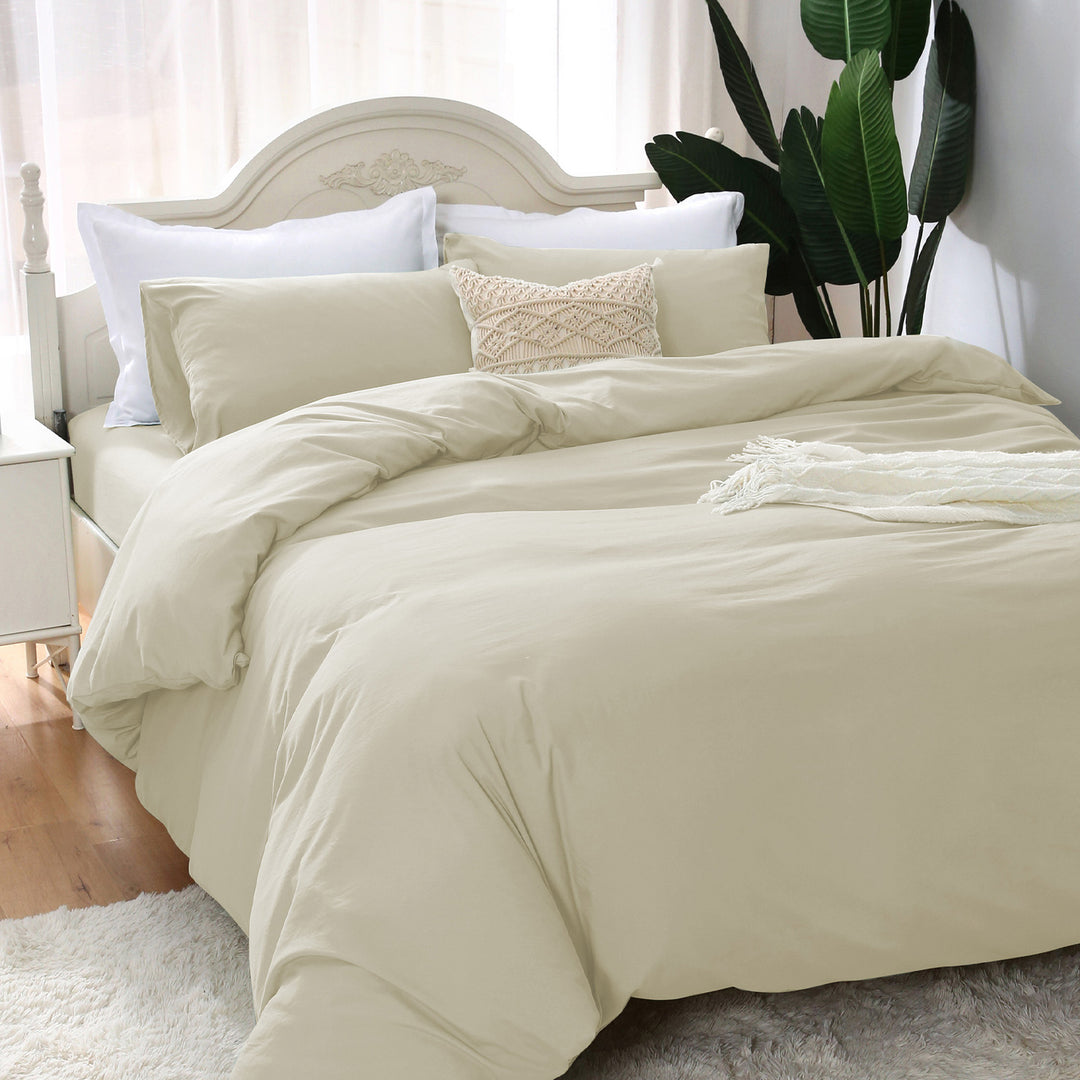 MILDLY 3 Piece Duvet Cover Set - Beige