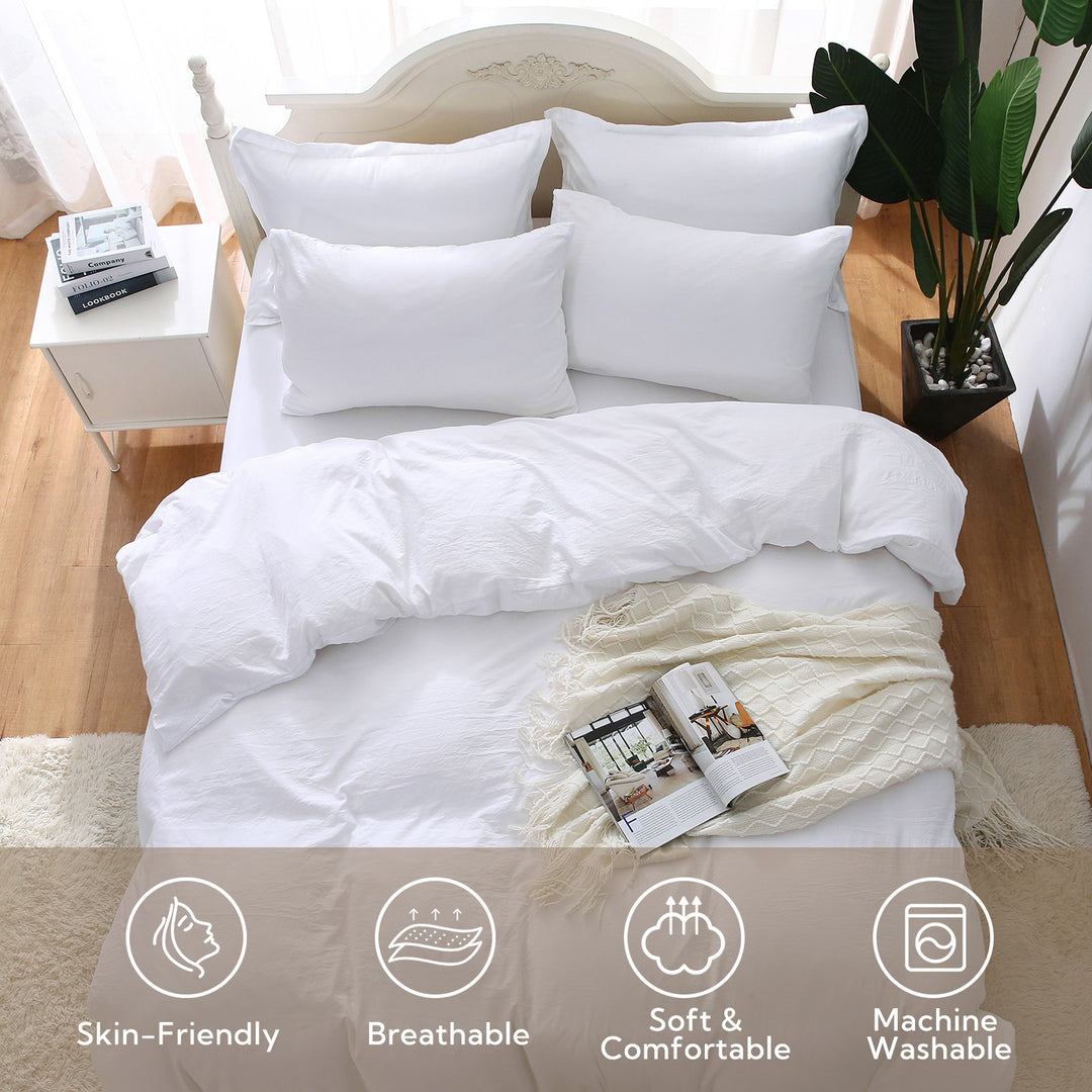 MILDLY 3 Piece Duvet Cover Set - White