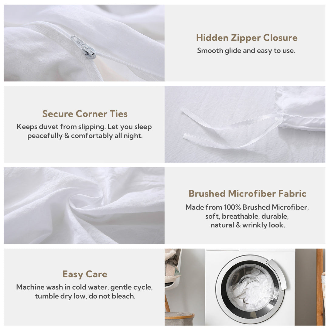 MILDLY 3 Piece Duvet Cover Set - White