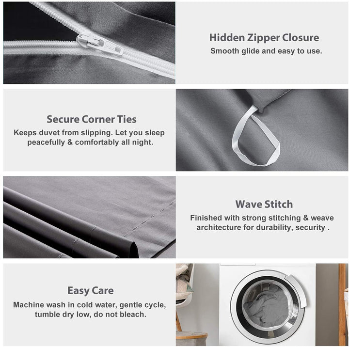 100% Egyptian Cotton 3 PCS Duvet Cover Set - Classic Gray