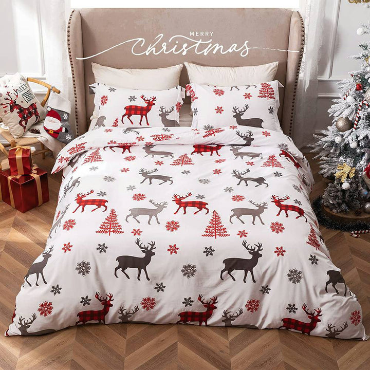 クリスマス寝具セット 3 点 - 鹿と木