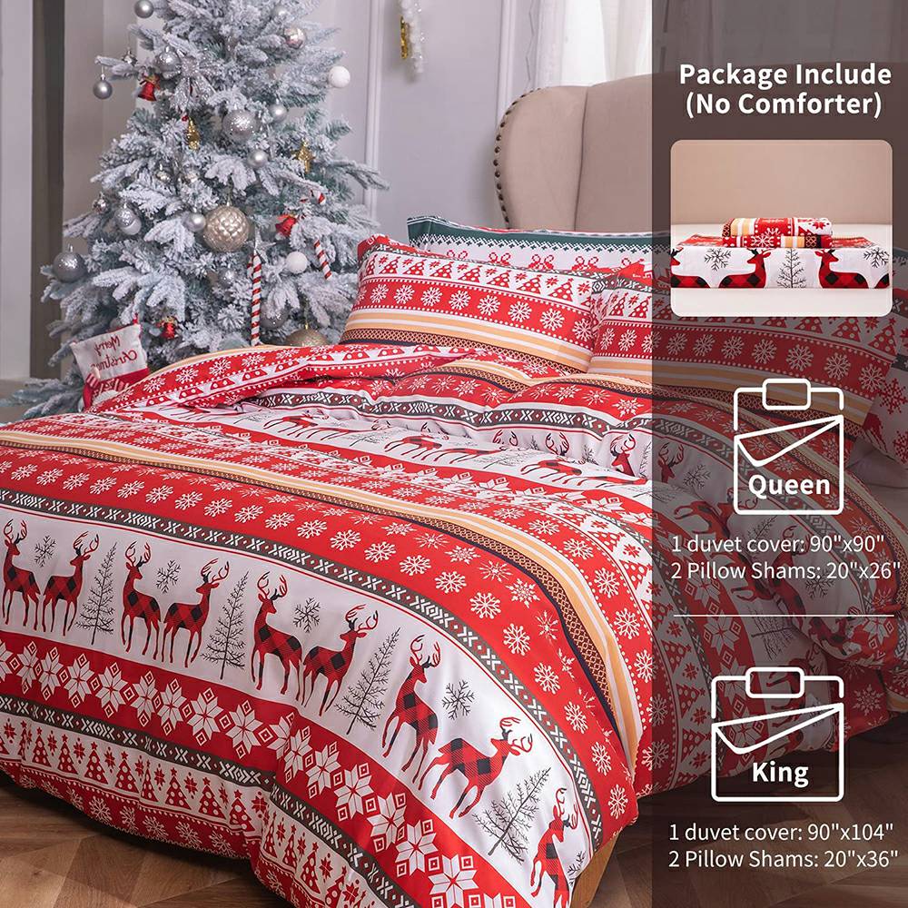 Christmas Bedding Set 3 PCS - Snowflake Reindeer