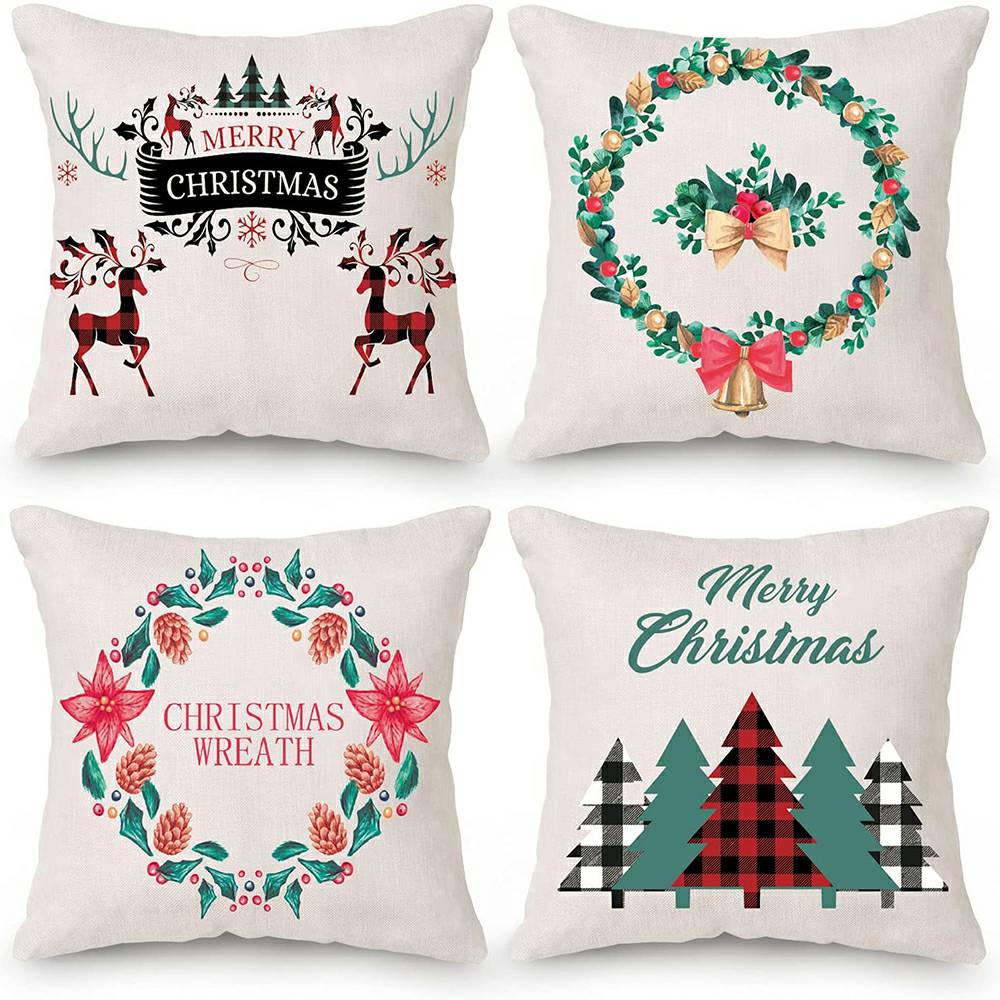 (similar)Christmas Pillow Covers Set of 4 for Sofa Couch - Beige & red