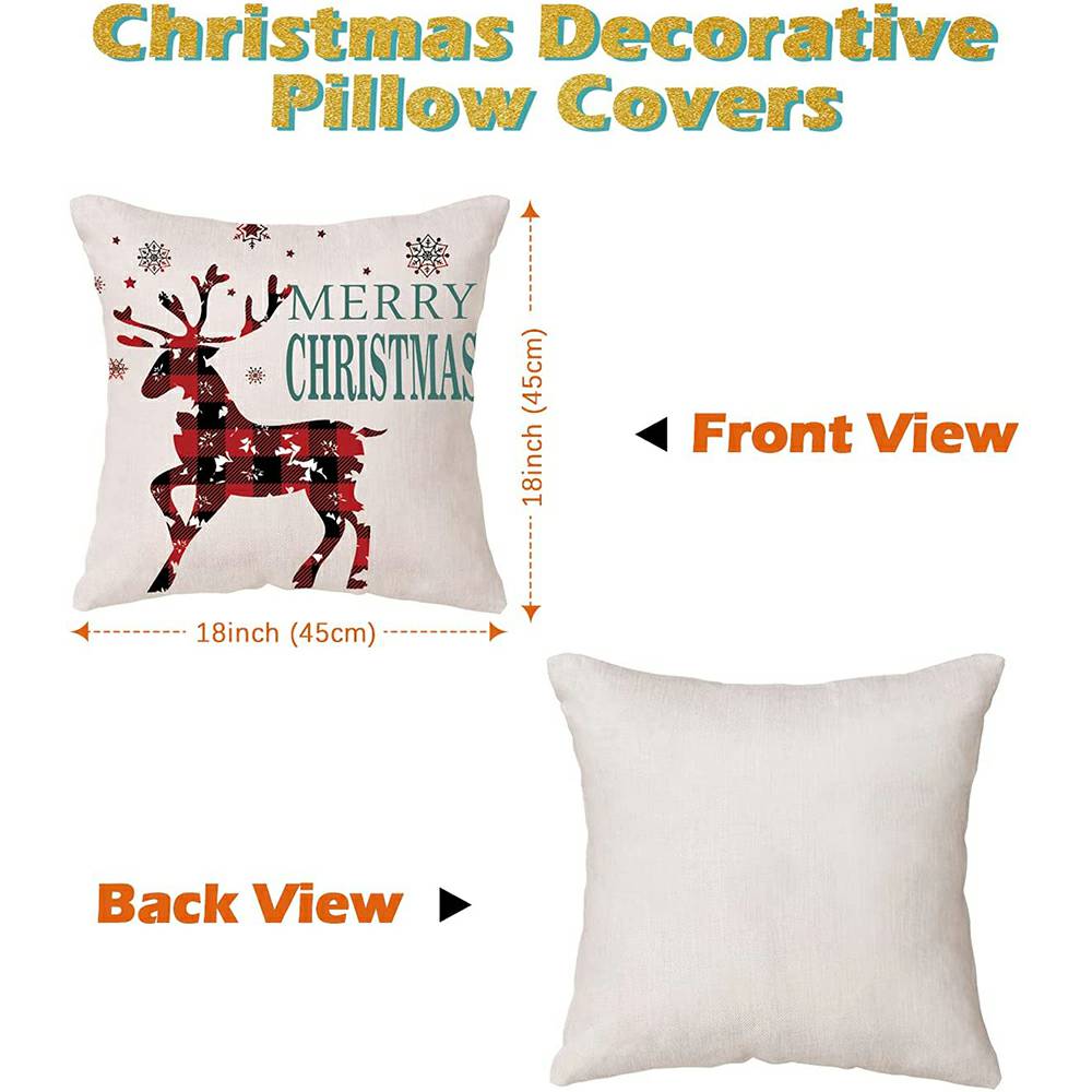 Christmas Pillow Covers Set of 4 for Sofa Couch - Buffalo Plaid