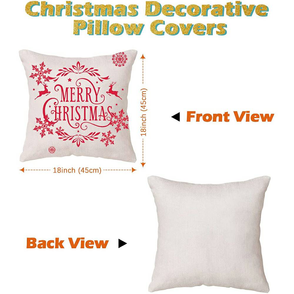 Christmas Pillow Covers Set of 4 for Sofa Couch - Red & Beige
