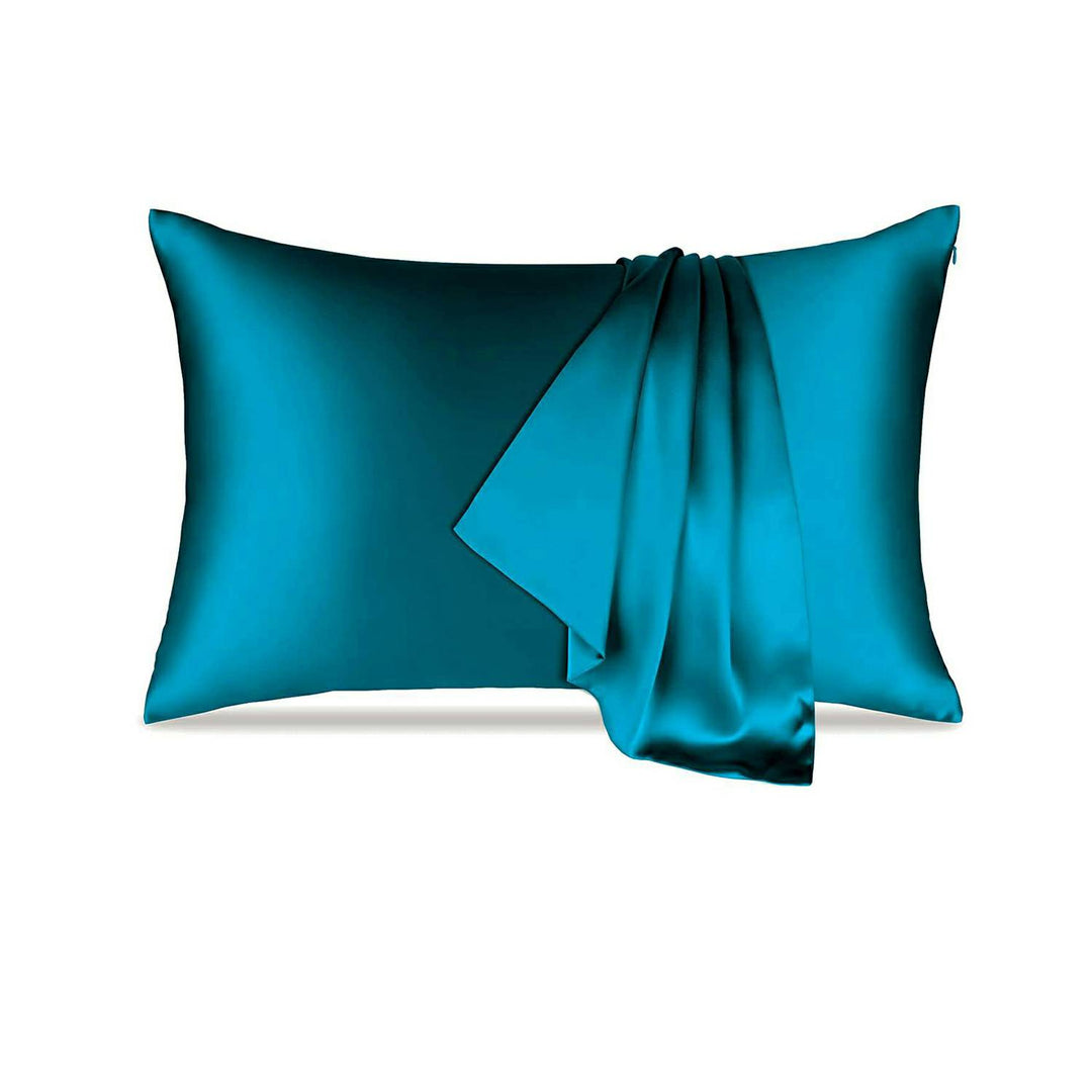100% ピュアシルク枕カバー - ブルー